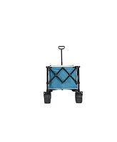 Foldable Utility Wagon with All-Terrain Wheels - Blue