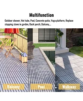 30-Piece Acacia Wood Deck Tiles - Striped, Light Gray
