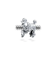 Bling Jewelry Poodle Dog Bead Charm for Animal Lover European Bracelet .925 Sterling Silver