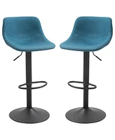 Set of 2 Adjustable Swivel Bar Stools with Backrest, Upholstered Counter Chairs for Kitchen Bar-The Pop Home