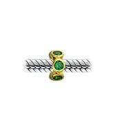 Bling Jewelry Cubic Zirconia Cz Spacer Charm Bead Gold Plated .925 Sterling Silver Fits European Bracelet