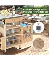 Outdoor Grill Cart with Stainless Steel Top & Storage