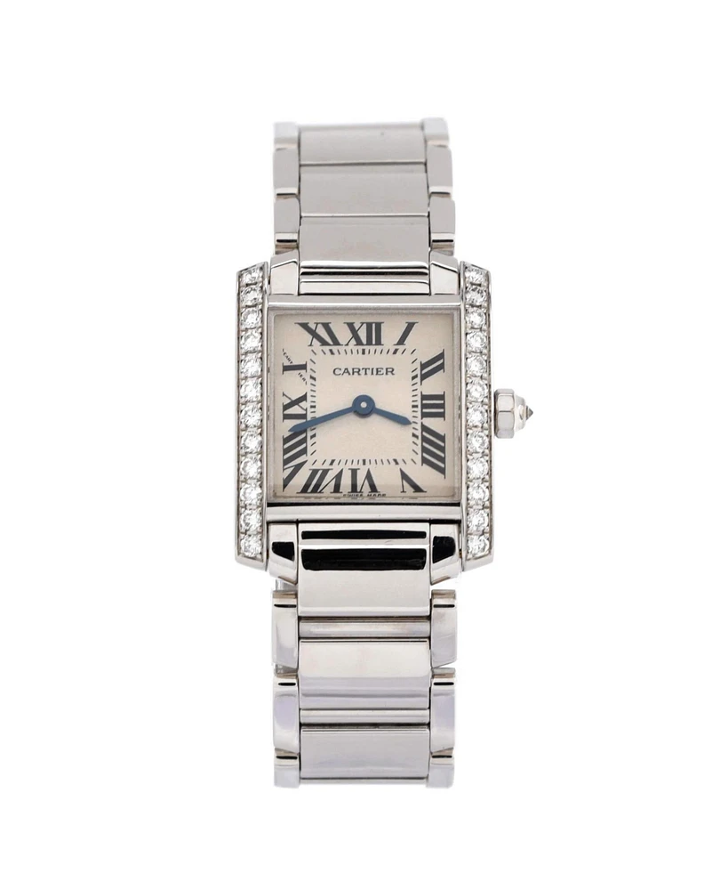 Pre-Owned Cartier Tank Francaise Quartz Watch in White Gold with Diamond Bezel 20mm