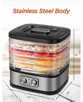 Commercial Chef Food Dehydrator with 5 Adjustable Height Trays, Stainless Steel