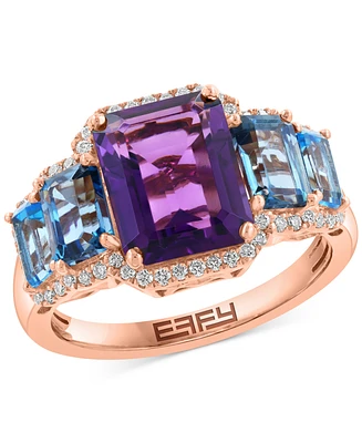 Effy Multi-Gemstone (5 ct. t.w.) & Diamond (1/5 ct. t.w.) Statement Ring in 14k Rose Gold