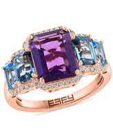Effy Multi-Gemstone (5 ct. t.w.) & Diamond (1/5 ct. t.w.) Statement Ring in 14k Rose Gold