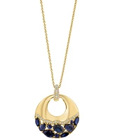 Effy Sapphire (2-1/3 ct. t.w.) & Diamond (1/6 ct. t.w.) 18" Pendant Necklace in 14k Yellow Gold