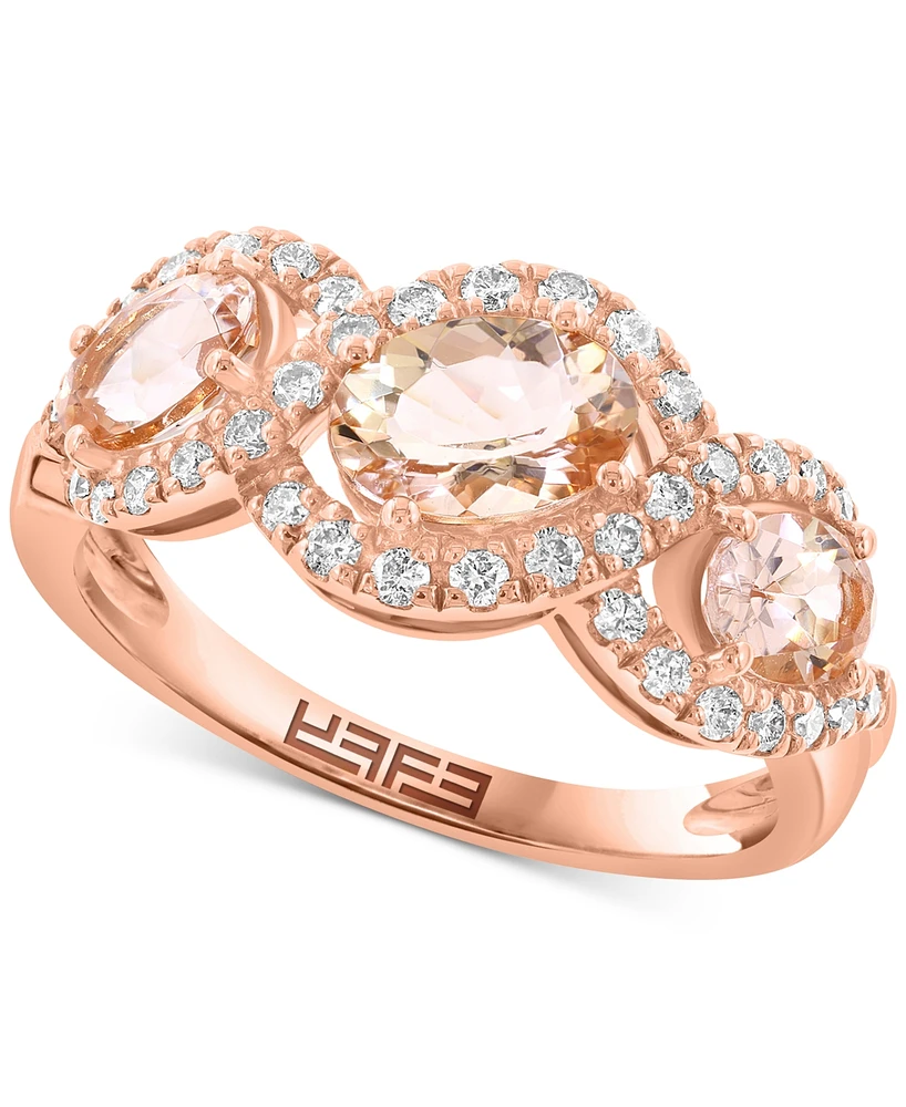 Effy Morganite (1-3/8 ct. t.w.) & Diamond (1/3 ct. t.w.) Statement Ring in 14k Rose Gold