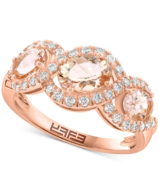 Effy Morganite (1-3/8 ct. t.w.) & Diamond (1/3 ct. t.w.) Statement Ring in 14k Rose Gold