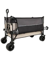 300L Folding Wagon Cart - Heavy Duty, All-Terrain, Khaki Gray