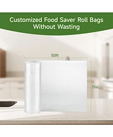 Bonsenkitchen Vacuum Sealer Bags, 11 in x 50 ft Rolls 2 Pack Seal Bags for Food Storage Saver, Bpa Free, Commercial Grade Textured Food Roll Bags, Cus