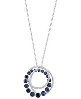 Effy Sapphire (1-7/8 ct. t.w.) & Diamond (1/10 ct. t.w.) Swirl 18" Pendant Necklace in 14k White Gold