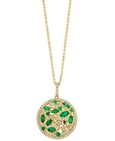 Effy Emerald (1 ct. t.w.) & Diamond (1/20 ct. t.w.) 18" Pendant Necklace in 14k Yellow Gold