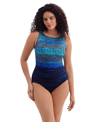 Longitude by Mimi Flamingo Just Shine Scoopback Highneck Long Torso One Piece Swimsuit