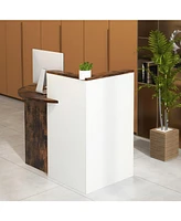 Front Reception Office Desk with Open Shelf and Lockable Drawer