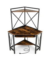 Space-Saving Computer Desk with with Hutch and Keyboard Tray