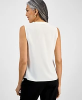 Kasper Petite Ruffled Sleeveless Top