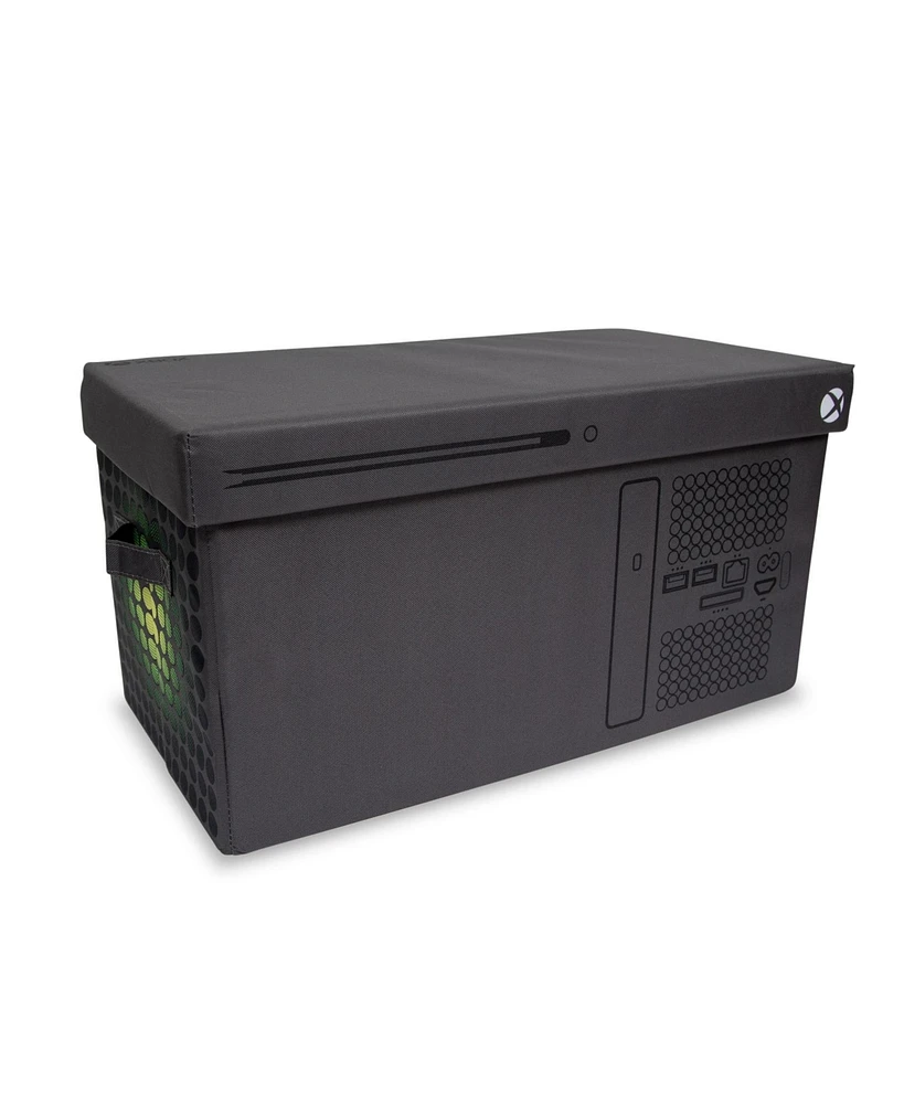 Xbox Series X Logo Collapsible Storage Bin Chest with Lid | Fabric Basket Container with Handles, Cubby Cube Closet Organizer | Video Game Gifts And C