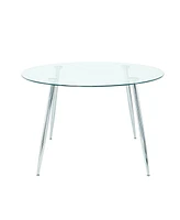 Modern Glass Table & Yellow Pu Chair Set (5-Piece)