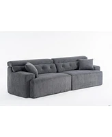 Gray 4-Seater Compression Sofa with Pillows