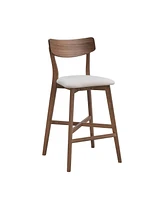3 Pieces Bar Table Set,Modern Round Counter Height Pub Table, Wooden High Top with Bar Stools Pub Dining Set for Kitchen,Restaurant,Cocktail Bar,Walnu
