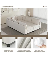 6-Seat Modular Sectional Sofa Bed with Pillows, Free Combination