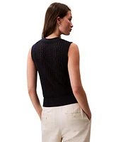 Calvin Klein Jeans Women's Cotton Open-Stitch Tank Sweater