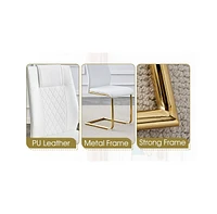 Modern Glass Dining Set: 6 Chairs, Gold Table & Chair Legs