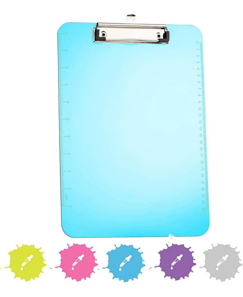 Plastic Clipboard Standard Pink, Translucent Low Profile Clip Board, Hangable Clipboard, 12.7” x 9”, Holds 100 Sheets, 1 Pc