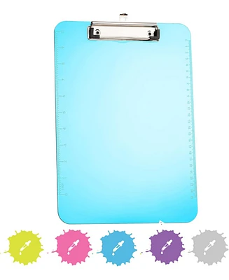 Plastic Clipboard Standard Pink, Translucent Low Profile Clip Board, Hangable Clipboard, 12.7” x 9”, Holds 100 Sheets, 1 Pc
