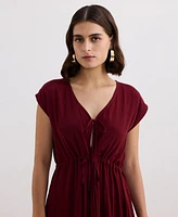 Reistor Women's Deep V-neck Gathered Dress