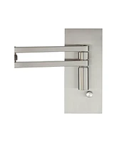Tremont Modern Swing Arm Wall Lamp Brushed Nickel Silver Metal Plug-in 12" Fixture White Drum Shade for Bedroom Bedside Living Room Hallway Dinin