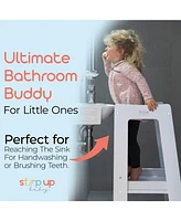 Stepup Baby Toddler Tower with Adjustable Step, Natural Montessori-Inspired Toddler Step Stool, Standing Tower for Kids, Fits Under Kitchen Counters,