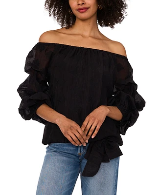 Vince Camuto Women's Off-The-Shoulder Balloon-Sleeve Tie-Hem Top