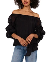 Vince Camuto Women's Off-The-Shoulder Balloon-Sleeve Tie-Hem Top