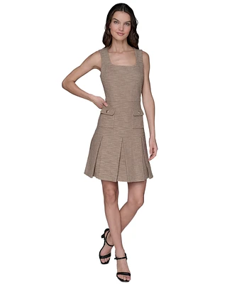 Karl Lagerfeld Paris Women's Knit Tweed Fit & Flare Dress