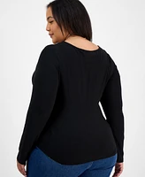 7th & Hudson Trendy Plus Double Layer V-Neck Top
