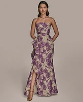 Donna Karan New York Women's Printed Strapless Gown