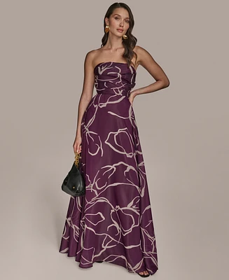 Donna Karan New York Women's Printed Strapless Gown