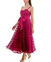 Taylor Women's Chiffon Ribbon Sweetheart A-Line Dress