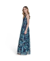 Eliza J Women's Embroidered Sequined Sleeveless Ball Gown
