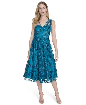 Eliza J Women's Embroidered-Mesh Sleeveless Fit & Flare Dress