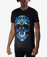 heads or tails Men's Blue Skull Rhinestone Crew T-Shirt