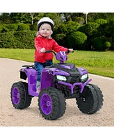 Gymax Kids Ride-On Atv 24V Battery Powered Electric Vehicle w/ Wireless Connection Music Radio Led Lights