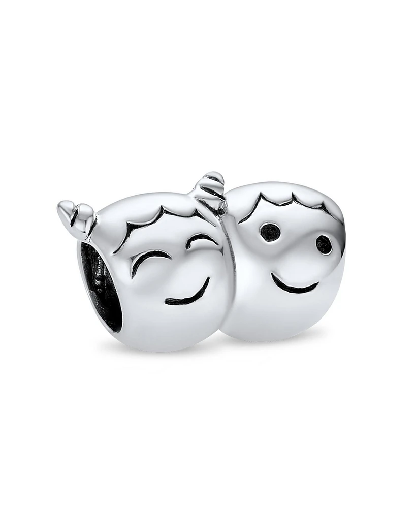 Bling Jewelry Bff Smiling Pigtails Friendship Charm Bead Sterling Silver for European Bracelet