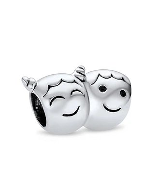 Bling Jewelry Bff Smiling Pigtails Friendship Charm Bead Sterling Silver for European Bracelet