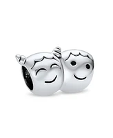 Bling Jewelry Bff Smiling Pigtails Friendship Charm Bead Sterling Silver for European Bracelet