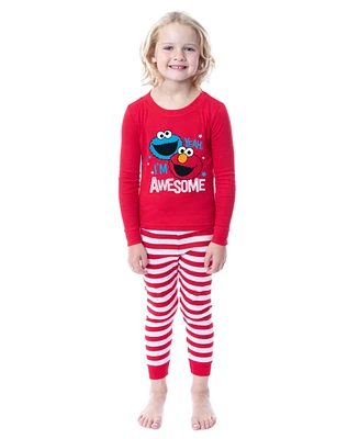 Sesame Street Toddler Girls Elmo Cookie Monster I'm Awesome 2 Piece Long Sleeve Pajama Set
