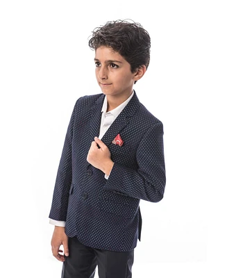 Elie Balleh Toddler Navy Slim Fit Digital Rain Blazer