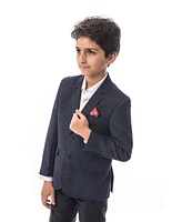 Elie Balleh Toddler Navy Slim Fit Digital Rain Blazer
